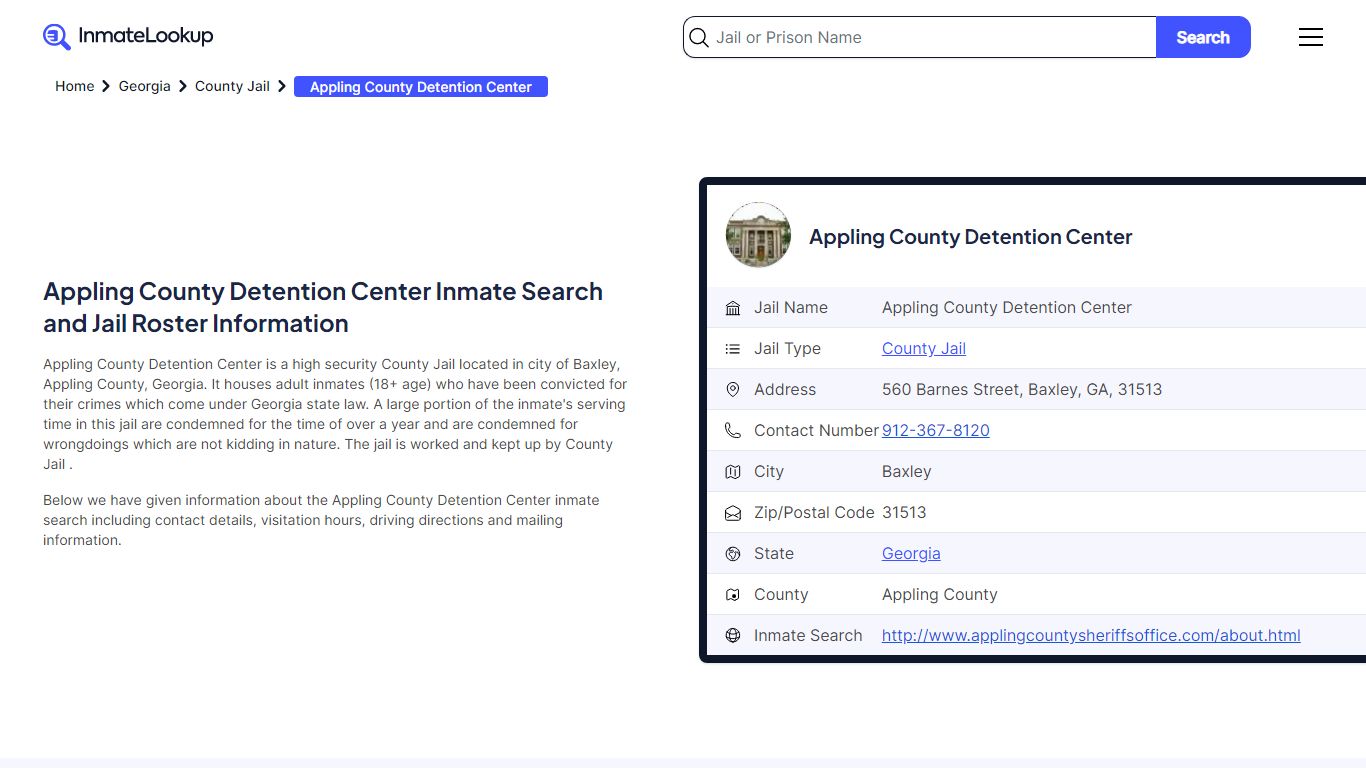 Appling County Detention Center (GA) Inmate Search and Jail Roster ...